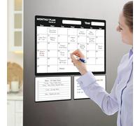 SVNOOC Calendario cancellabile a secco per frigorifero, 35,1 x 30,5 cm, pianificazione settimanale mensile, con 2 pennarelli e 2 blocchetti