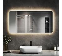 SVNR Specchio da bagno - Specchio cosmetico LED 120 x 60 cm con vetro senza rame da 4 mm, cornice in alluminio, controllo Dual-Touch, 3000K-6400K, Specchio LED intelligente