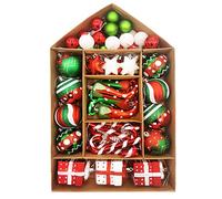 SVNVIOZ Set di Palline di Natale - 70 Decorazioni da 3 a 10 cm, Elfi Rossi, Verdi e Bianchi, Infrangibili per Albero di Natale