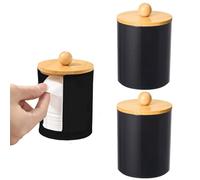 SVOCK 3pcs Porta Dischetti Struccanti, Portas Cotton Fioc per Bagno Nero, Porta Dischetti Struccanti Trasparente, Contenitori per Bagno Salvaspazio, Generico Contenitore per Cotton Fioc