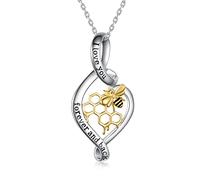SVODEA Collana con ciondolo a forma di cuore infinito da donna, in argento Sterling 925 placcato oro giallo 18 carati, con ciondolo a nido d'ape, grazioso regalo per mamma, 45,7-50,8 cm