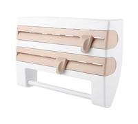 Svolgitore per Pellicola Alimentare da Parete, Svolgitore a Muro - Porta Aalviette di Carta, Mensola da Parete per - Scaffale da con Lame Affilate - 39 x 10 x 24 cm(Cachi)