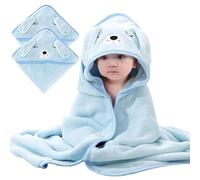 svpfuo 2 Pezzi Accappatoio Neonato, Asciugamano Neonato, Asciugamani Neonato, Cartoon Piccolo Bambino Mantello Mantello Madre Bambino Avvolgere, Corallo Velluto Morbido Bagno Incappucciato Bambino