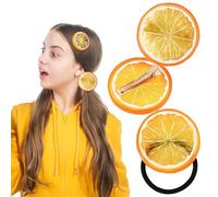 svpfuo 3 Pezzi Fermagli per Capelli Arancioni, Cerchietti Arancioni per Ragazze, Elastici per Capelli a Forma di Fette D'arancia, Accessori per Capelli Dolci Adatti per Feste di Carnevale e D'estate