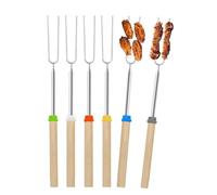 svpfuo 6 Pezzi Spiedini Marshmallow, Forchetta per Arrosto, Marshmallow Spiedini Telescopici 31.5-81.5 CM, Con Manico in Legno Massello, Adatto per Campeggio, Festa in Giardino, Barbecue