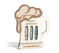 svpfuo Biglietto Regalo di Birra, Egalo di Compleanno in Legno, Regalo in Denaro Originale, Portacarte Regalo di Compleanno/Fermasoldi in Legno/Fermaglio Multistrato Birra/Gioielli Artigianali