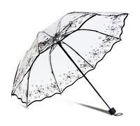 SvriTe Ombrelli trasparenti Creativi Trasparente Manico Lungo Ombrello Pioggia Ombrelli Ultra Leggero per Le Donne Bambini Ombrelli Semi-automatici, 03, L