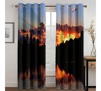 SVTUSR Tende Oscuranti Bambini Per Interni Camera Da Letto Finestre 3D Paesaggio Dell'Alba In Città Motivo Tenda Oscurante Finestra Termica Isolante Con Occhielli Per Soggiorno 234X230Cm 2 Pannelli