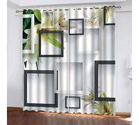 SVTUSR Tende Oscuranti Soggiorno Moderne Con Occhielli 2 Pezzi 3D Fiori Di Giglio Cubico Motivo Tenda Oscurante Finestra Termica Isolante Per Camera Da Letto 264X214Cm Tende Per Interni