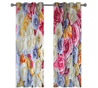 SVTUSR Tende Oscuranti Soggiorno Moderne Con Occhielli 2 Pezzi 3D Le Rose Colorate Sono Bellissime Motivo Tenda Oscurante Finestra Termica Isolante Per Camera Da Letto 264X214Cm Tende Per Interni