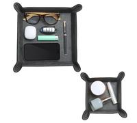 Navaris Svuotatasche Design Moderno - Set da 2 Svuota Tasche da Ingresso - in Pelle PU Elegante - Idea Regalo Uomo Donna - per Gioielli Chiavi di Casa Monete Smartphone - Nero