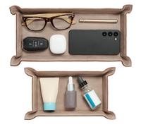 Navaris Svuotatasche Design Moderno - Set da 2 Svuota Tasche da Ingresso - in Pelle PU Elegante - Idea Regalo Uomo Donna - per Gioielli Chiavi di Casa Monete Smartphone - Beige
