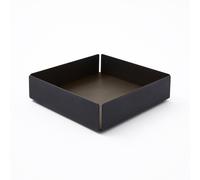 Svuotatasche in Acciaio Nero Opaco e Cuoio Grigio Talpa - Design Moderno