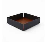 Svuotatasche in Acciaio Nero Opaco e Cuoio Marrone Naturale - Design Moderno