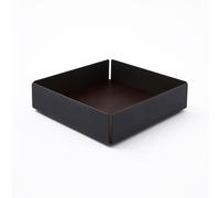Svuotatasche in Acciaio Nero Opaco e Cuoio Marrone Scuro - Design Moderno