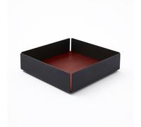 Svuotatasche in Acciaio Nero Opaco e Cuoio Rosso Bordeaux - Design Moderno