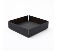 eglooh - Dafne - Svuotatasche Design Moderno Acciaio Nero Opaco - Fondo Interno in Vera Pelle Nera - Organizer Scrivania, Vassoio Portaoggetti - cm 14,5 x 14,5 x H.4 - Made in Italy