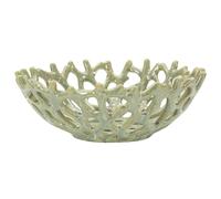 Svuotatasche, in ceramica, piatto decorativo ispirato alla forma naturale dei coralli Dimensioni 35xh 13 cm -1,9 kg, colore verde marino verde
