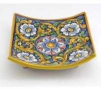Svuotatasche in ceramica siciliana blu giallo verde rosso di santo stefano di camastra decorata a mano barocco Art 26
