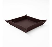 Svuotatasche in Pelle Marrone Scuro - Portaoggetti Scrivania con Bottoni