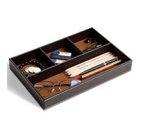 Svuotatasche in Pelle, Organizer per Cassetti Scrivania da Ufficio Vassoio Portaoggetti PU Tray con 4 Scomparti, Dresser Portafoglio da Ufficio Storage Vassoio Box per Chiavi, Telefono, Portafoglio