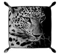 Svuotatasche in pelle Vassoio per gioielli chiave,Leopardo animale,Organizer da scrivania Vassoio portaoggetti per tavolo