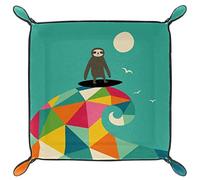 Svuotatasche in pelle Vassoio per gioielli chiave,Onda astratta Sloth Surf,Organizer da scrivania Vassoio portaoggetti per tavolo