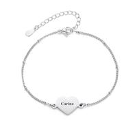 Svyqwmz Bracciale con cuore personalizzato con nome per donne e uomini, bracciale inciso su misura come regalo per mamma, amica, sorella, damigella d'onore, compleanni, matrimoni, regali di laurea