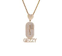 Svyqwmz Collana con nome personalizzato Collana con iniziale Pendente monogramma in zirconia Gioielli hip hop Regalo di compleanno per donne, uomini e amici