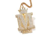 Svyqwmz Collana con nome personalizzato Collana con iniziale Pendente monogramma in zirconia Gioielli hip hop Regalo di compleanno per donne, uomini e amici