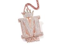 Svyqwmz Collana con nome personalizzato Collana con iniziale Pendente monogramma in zirconia Gioielli hip hop Regalo di compleanno per donne, uomini e amici