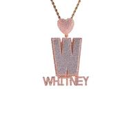 Svyqwmz Collana con nome personalizzato Collana con iniziale Pendente monogramma in zirconia Gioielli hip hop Regalo di compleanno per donne, uomini e amici