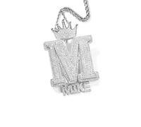 Svyqwmz Collana con nome personalizzato Collana con iniziale Pendente monogramma in zirconia Gioielli hip hop Regalo di compleanno per donne, uomini e amici
