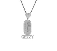 Svyqwmz Collana con nome personalizzato Collana con iniziale Pendente monogramma in zirconia Gioielli hip hop Regalo di compleanno per donne, uomini e amici