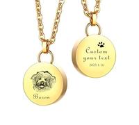 Svyqwmz Collana personalizzata di ceneri di animali domestici con nome/foto, collana cremazione con ritratto cane/gatto per gli amanti degli animali domestici, ricordo per donne e uomini