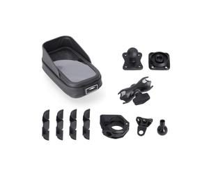 SW-Motech Kit di montaggio GPS universale con custodia per telefono - Braccio di presa da 2", per filettatura manubrio/specchietto