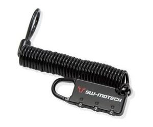 Sw-Motech Lucchetto con cavetto in acciaio per borse da moto Nero. Con codice numerico. Cavo a spirale.
