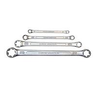 SW-Stahl 01550L Set di Chiavi a Stella Torx, Profilo Piatto, E6-E24 | Kit chiavi ad anello-doppie ideale per spazi ristretti, set 4 pezzi in acciaio resistente per bulloni Torx esterni