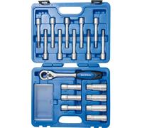 SW STAHL 10365L Kit Utensili Ammortizzatori - Set Chiavi Puntone, 18 Pezzi | Kit professionale per montaggio e smontaggio dadi ammortizzatore, bussole esagonali 16-24 mm, inserti ovali e T50, 1/2