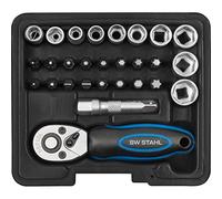 SW-Stahl S2143 Set Chiavi a Bussola 1/4 con Mini Cricchetto, 28 Pezzi