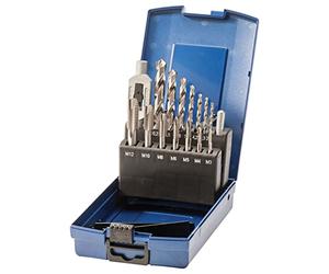 SW Stahl Set Maschi e Punte Elicoidali M3-M12, 15 Pezzi, HSS-G, DIN 338/352 | Kit completo per foratura e filettatura metrica, include giramaschi DIN 1814 e pratica custodia in plastica rigida