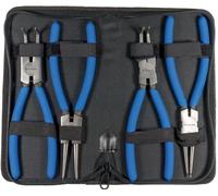 SW-Stahl 41415L - Set di pinze per anelli di sicurezza, 225 mm, 4 pezzi, pinze interne ed esterne, dritte e curve, con custodia