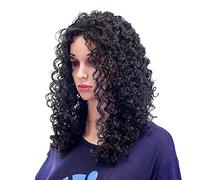 SWACC 20-Inch Long Big Bouffant Curly Wigs for Women Synthetic Heat Resistant Fiber Hair Pieces with Wig Cap (Black)