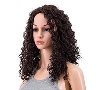 SWACC 20-Inch Long Big Bouffant Curly Wigs for Women Synthetic Heat Resistant Fiber Hair Pieces with Wig Cap (Dark Brown-4#)