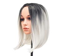 SWACC Colori ombré capelli corti lisci bob parrucca sintetica colorata cosplay vita quotidiana festa parrucca flapper parrucca donna con cappuccio parrucca (grigio)