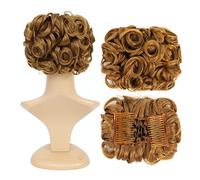 SWACC Extension per capelli corti e ricci, facili da allungare, con clip, per coda di cavallo, scrunchie, chignon, coda di cavallo (biondo fragola, 27#)