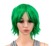 SWACC Parrucca corta unisex alla moda, a strati, a strati, per cosplay di anime, per uomini e donne (St Patricks verde)
