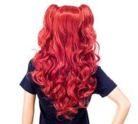 SWACC Parrucca sintetica con doppia clip, capelli lunghi e ricci, colore pastello, colorato, per cosplay, feste, per donne e bambini, con cuffia per parrucca