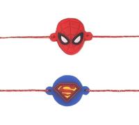 SWACRAFT Set di 2 supereroi Rakhi per fratello minore | Rakhi per piccolo filo Bhai Bro Rakhi | Raksha Bandhan Fancy Rakhi per ragazze e ragazzi | VRDUK06B, Medio, Cotone, Nessuna pietra preziosa