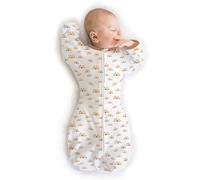 SwaddleDesigns Sacca per fasciatura di transizione con braccia in alto, maniche a mezza lunghezza e polsini a muffola, acquerello Sunny Days, M, 3-6 mesi, 6,4-9,5 kg (sonno migliore, transizione